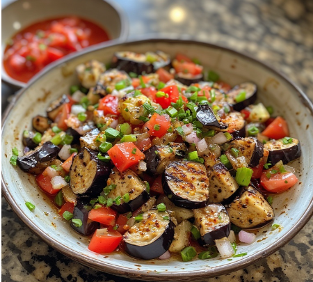 Ensaladang Talong (Grilled Eggplant Salad - Vegan)