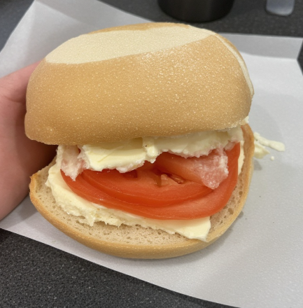 Pandesal with Kesong Puti and Tomato (Cheese Breakfast Sandwich)