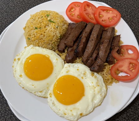 Tapsilog (Beef Tapa with Garlic Rice and Egg)